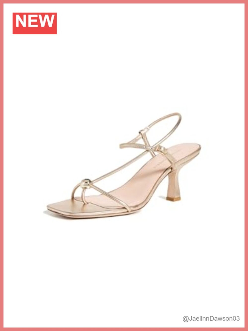 Strappy Mid Heel Sandals with Ball Metallic Finish